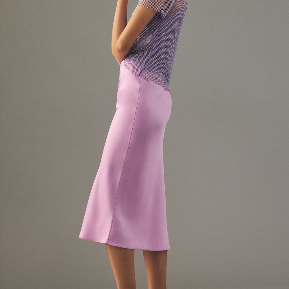 Anthropologie Bias Satin Midi Skirt